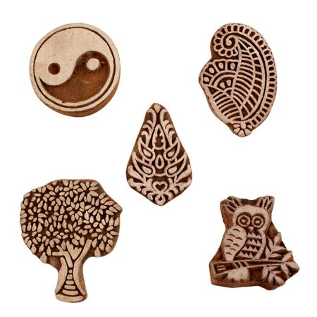 Set of 5 Piece New Mix Wooden Printing Blocks